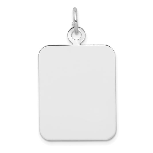 14k White Gold Plain 24.7x19.8mm .035 Gauge Rectangular Engravable Disc Charm