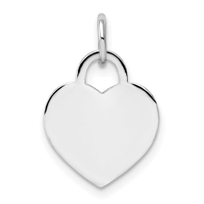 14k White Gold Plain .011 Gauge Engravable Heart 15x12mm Disc Charm