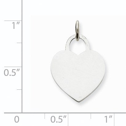 14k White Gold Plain .013 Gauge Engravable Heart 19x15mm Disc Charm