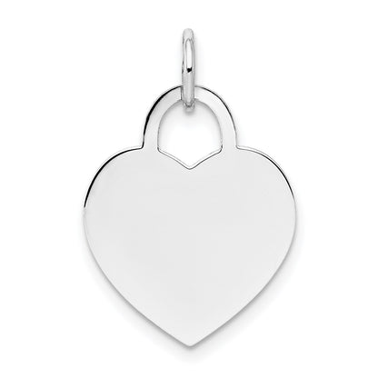 14k White Gold Plain .027 Gauge Engravable Heart 19x15mm Disc Charm