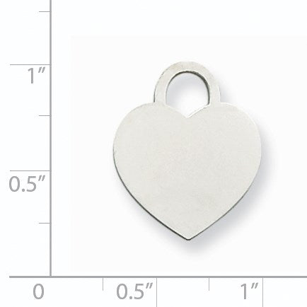 14k White Gold Plain .035 Gauge Engravable Heart 22x18mm Disc Charm