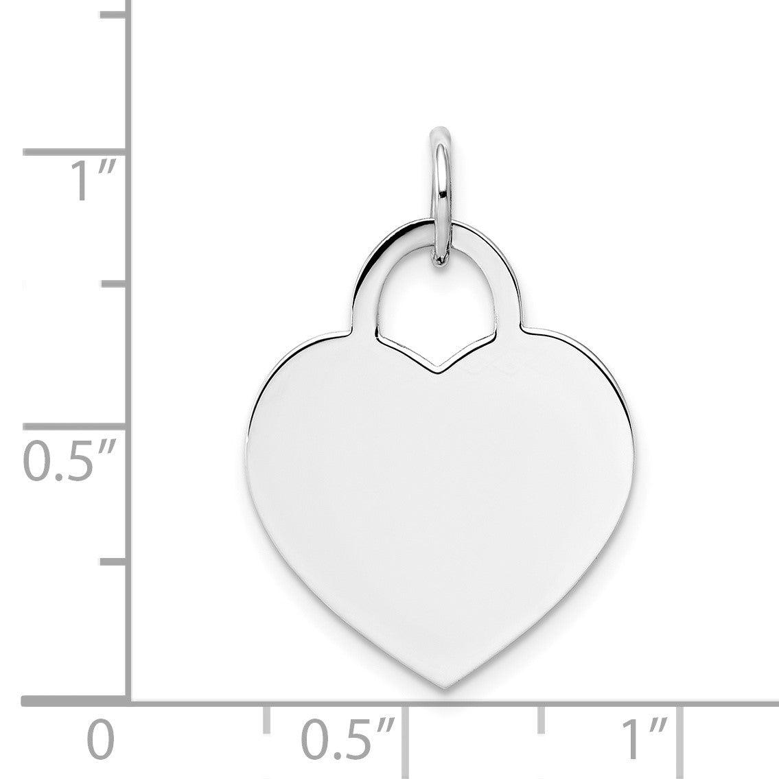 14k White Gold Plain .013 Gauge Engravable Heart 22x18mm Disc Charm