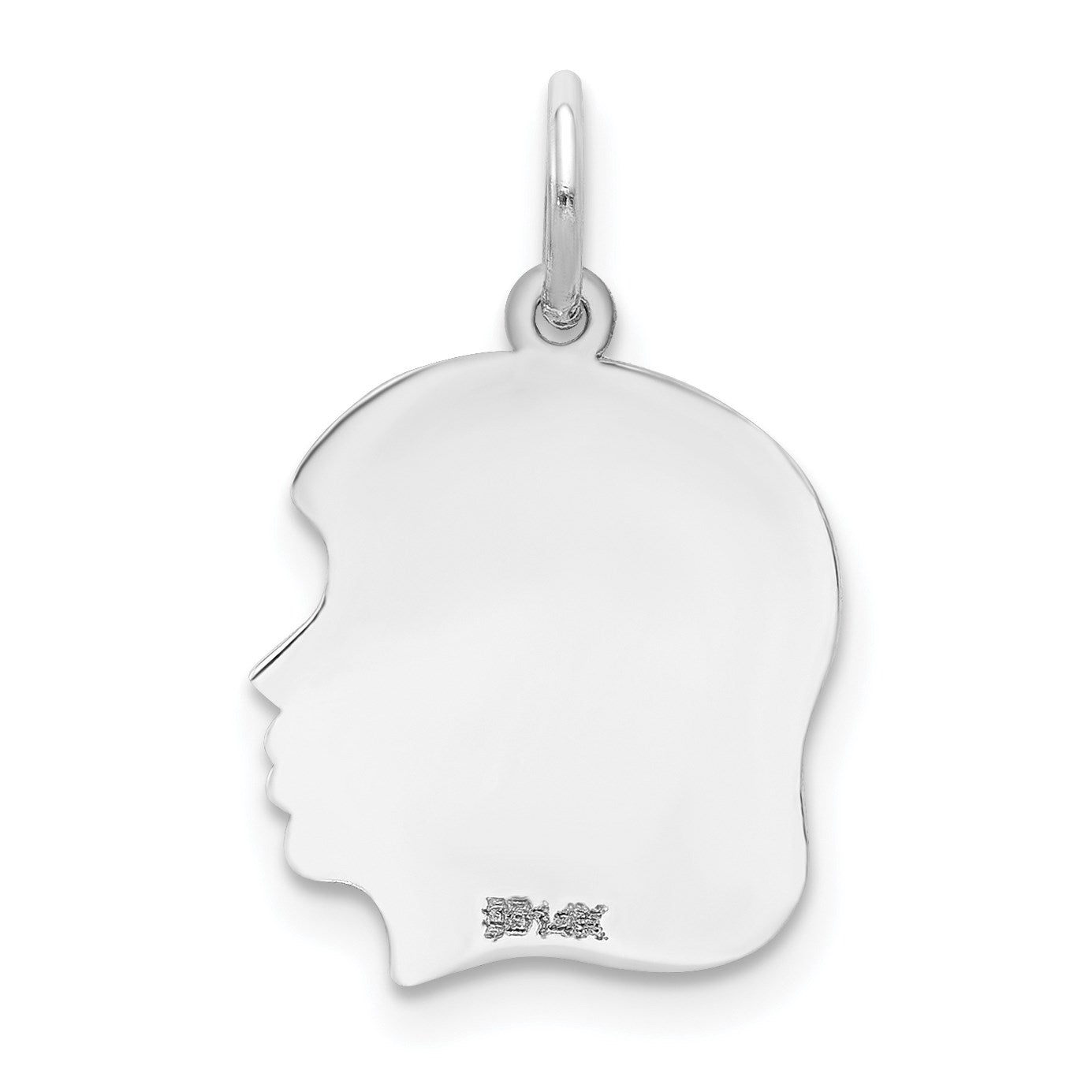 14k White Gold Plain Medium.009 Depth Facing Right Engravable Girl Charm