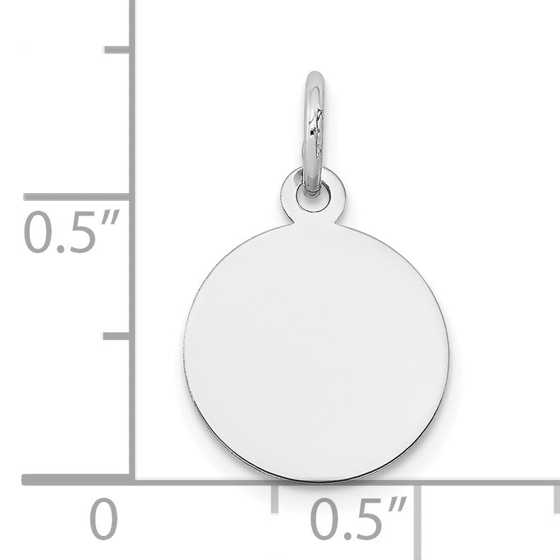14K White Gold Plain .018 Gauge Round Engravable 12mm Disc Charm