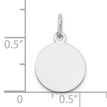 14K White Gold Plain .018 Gauge Round Engravable 12mm Disc Charm
