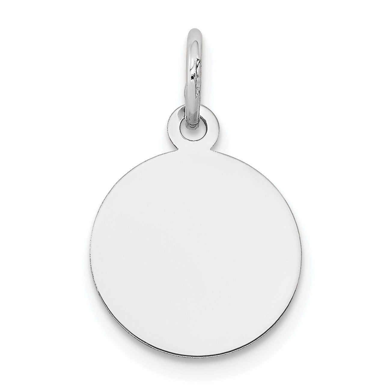 14K White Gold Plain .009 Gauge Round Engravable 12mm Disc Charm