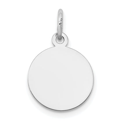 14K White Gold Plain .009 Gauge Round Engravable 12mm Disc Charm