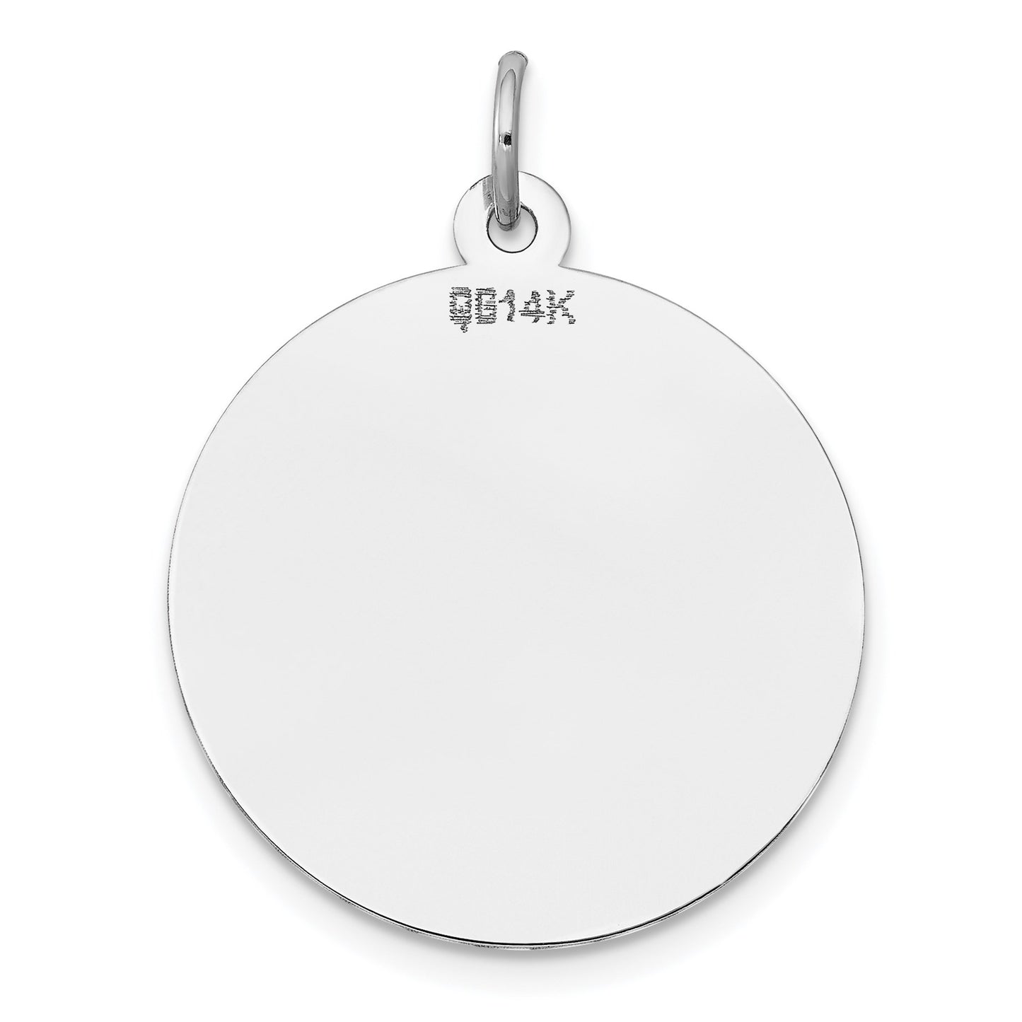 14K White Gold Plain .035 Gauge Round Engravable 22mm Disc Charm