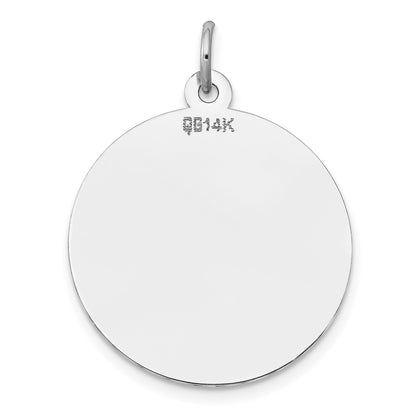 14K White Gold Plain .011 Gauge Round Engravable 22mm Disc Charm