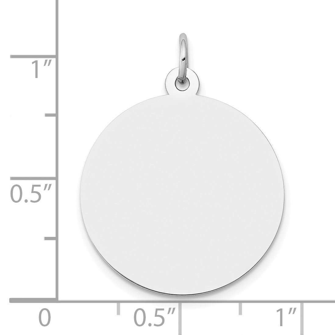 14K White Gold Plain .013 Gauge Round Engravable 22mm Disc Charm