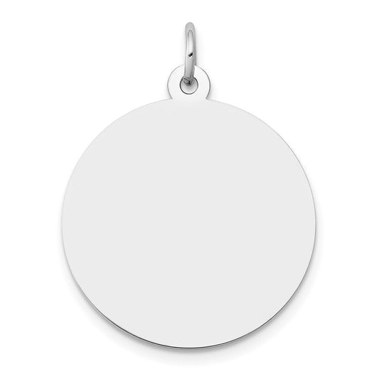 14K White Gold Plain .018 Gauge Round Engravable 22mm Disc Charm