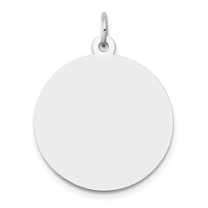 14K White Gold Plain .013 Gauge Round Engravable 22mm Disc Charm