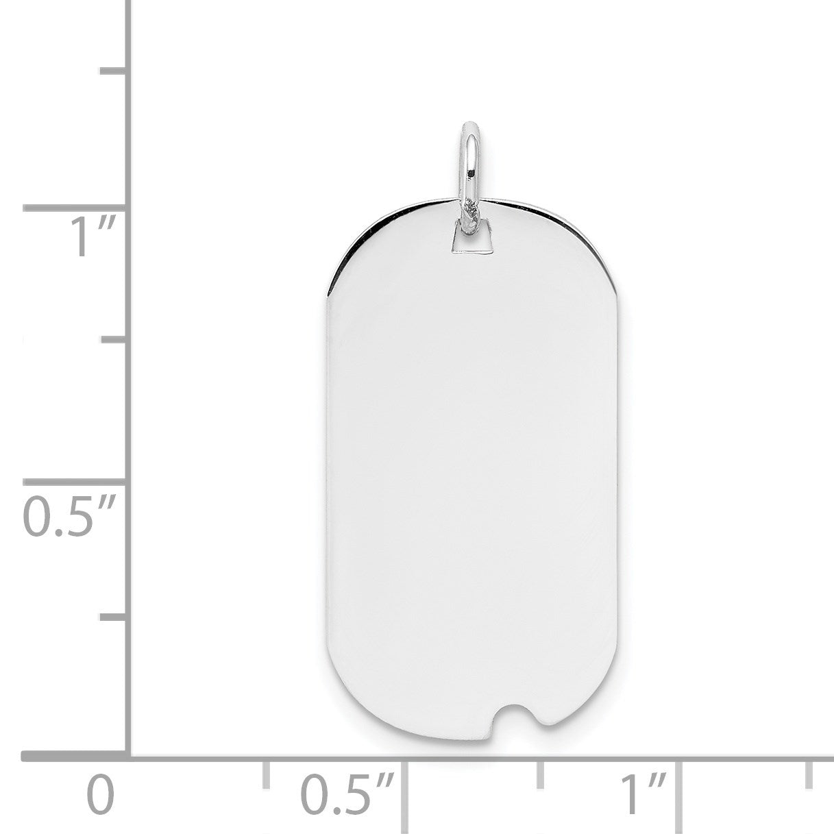 14k White Gold Plain 24.5x13.2mm .018 Gauge Engravable Dog Tag w/Notch Disc