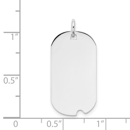 14k White Gold Plain 24.5x13.2mm .018 Gauge Engravable Dog Tag w/Notch Disc
