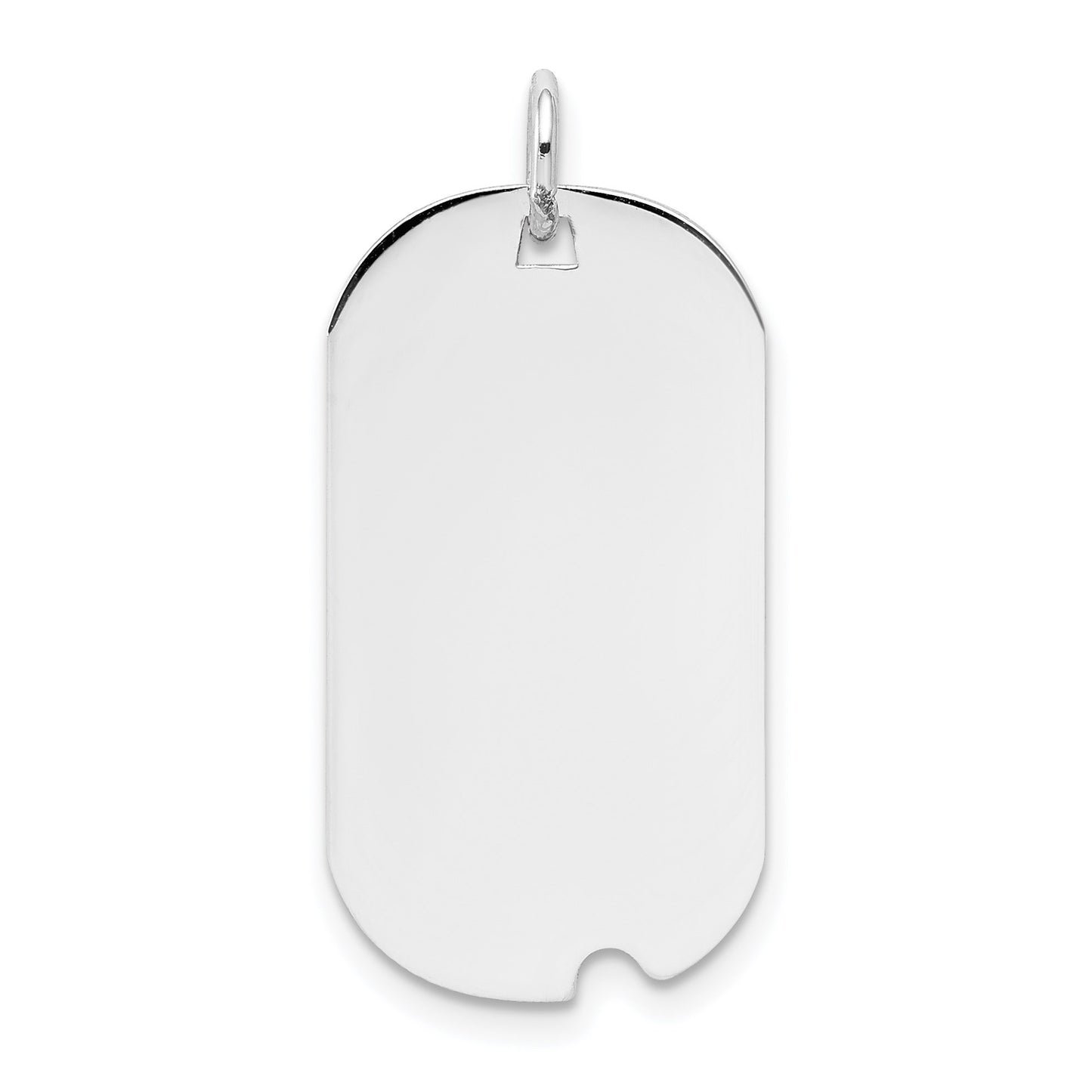 14k White Gold Plain 24.5x13.2mm .011 Gauge Engravable Dog Tag w/Notch Disc