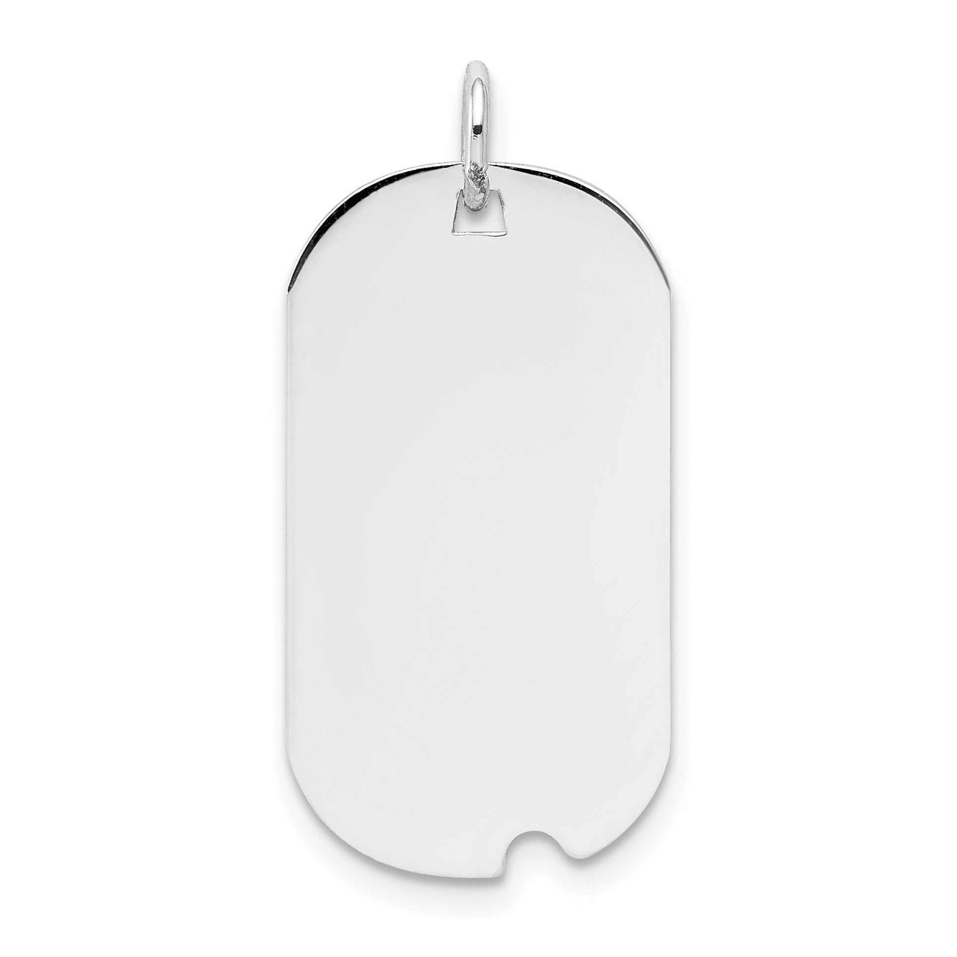 14k White Gold Plain 24.5x13.2mm .035 Gauge Engravable Dog Tag w/Notch Disc