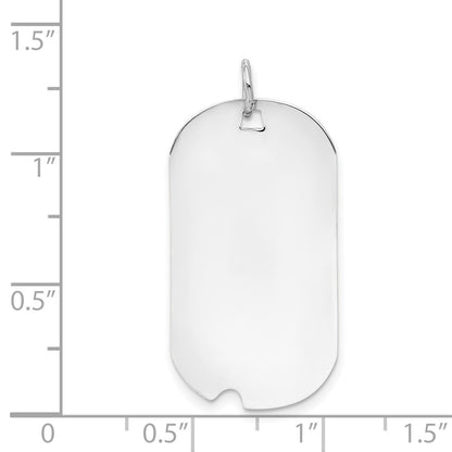 14k White Gold Plain 30x16mm .018 Gauge Engravable Dog Tag w/Notch Disc