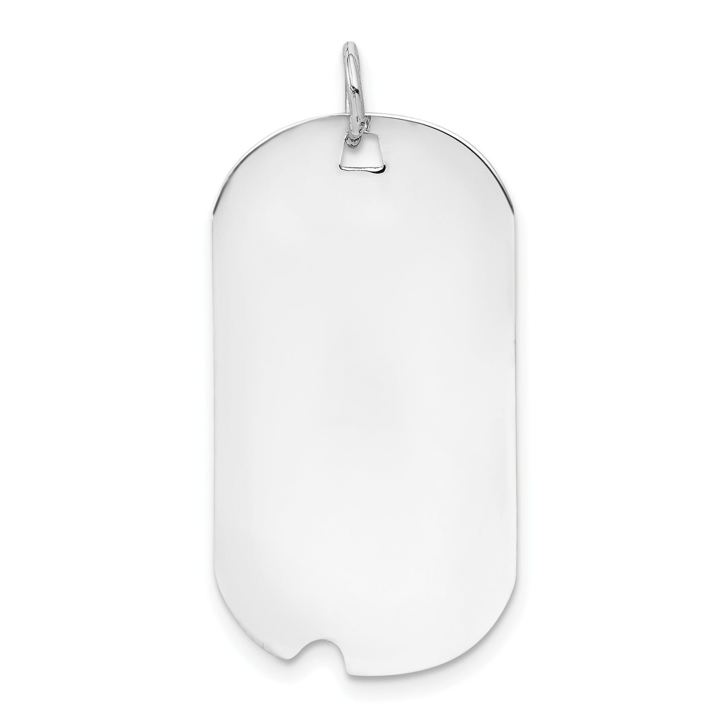 14k White Gold Plain 30x16mm .018 Gauge Engravable Dog Tag w/Notch Disc