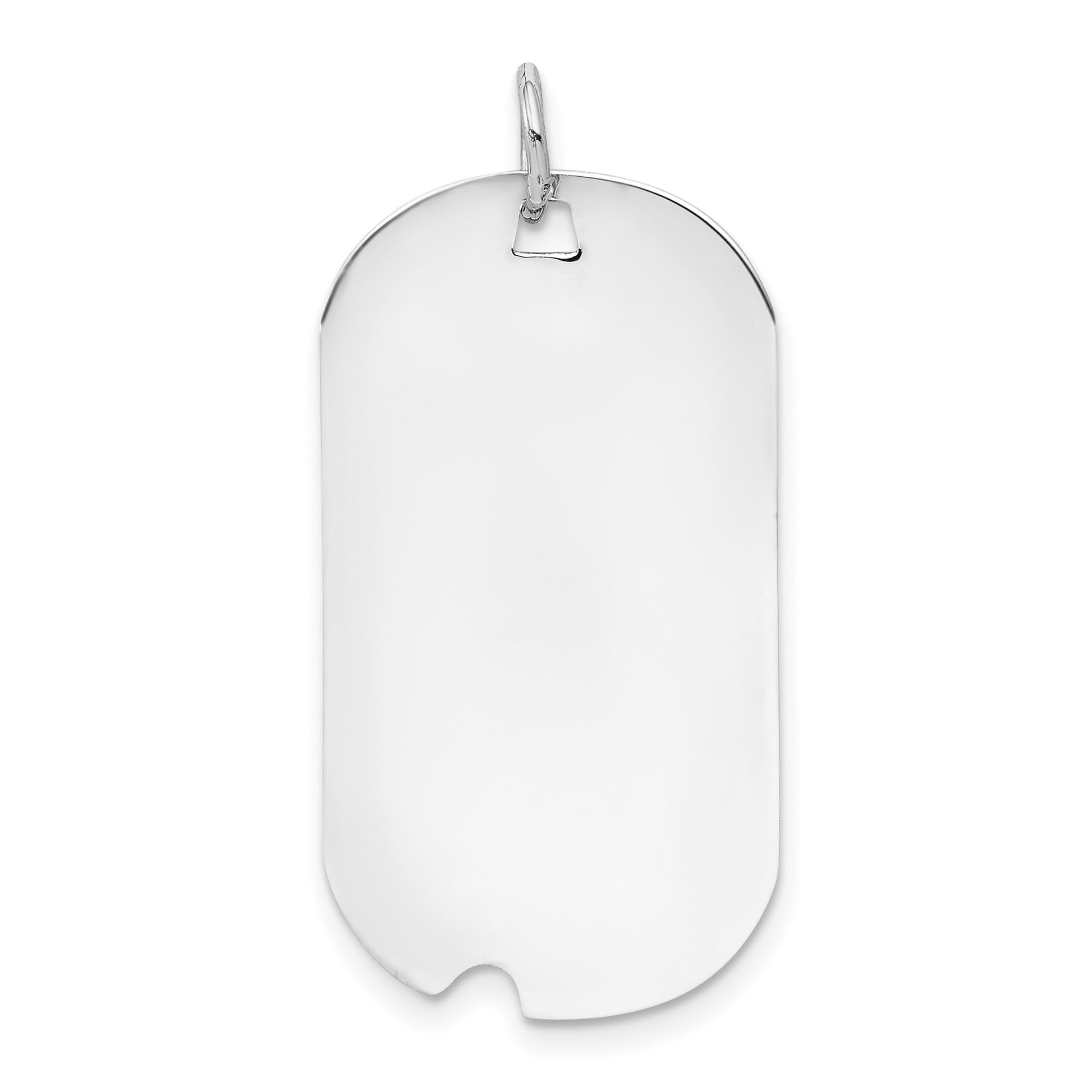 14k White Gold Plain 30x16mm .013 Gauge Engravable Dog Tag w/Notch Disc