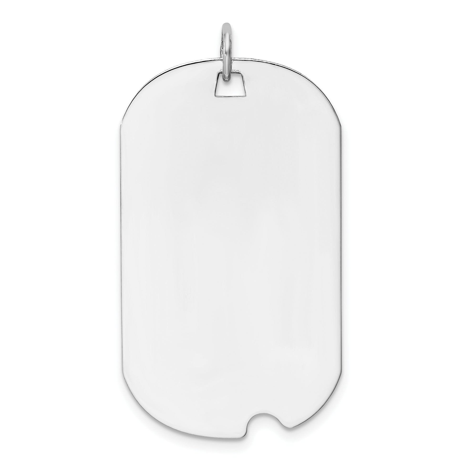14k White Gold Plain 36.8x20.8mm .018 Gauge Engravable Dog Tag w/Notch Disc