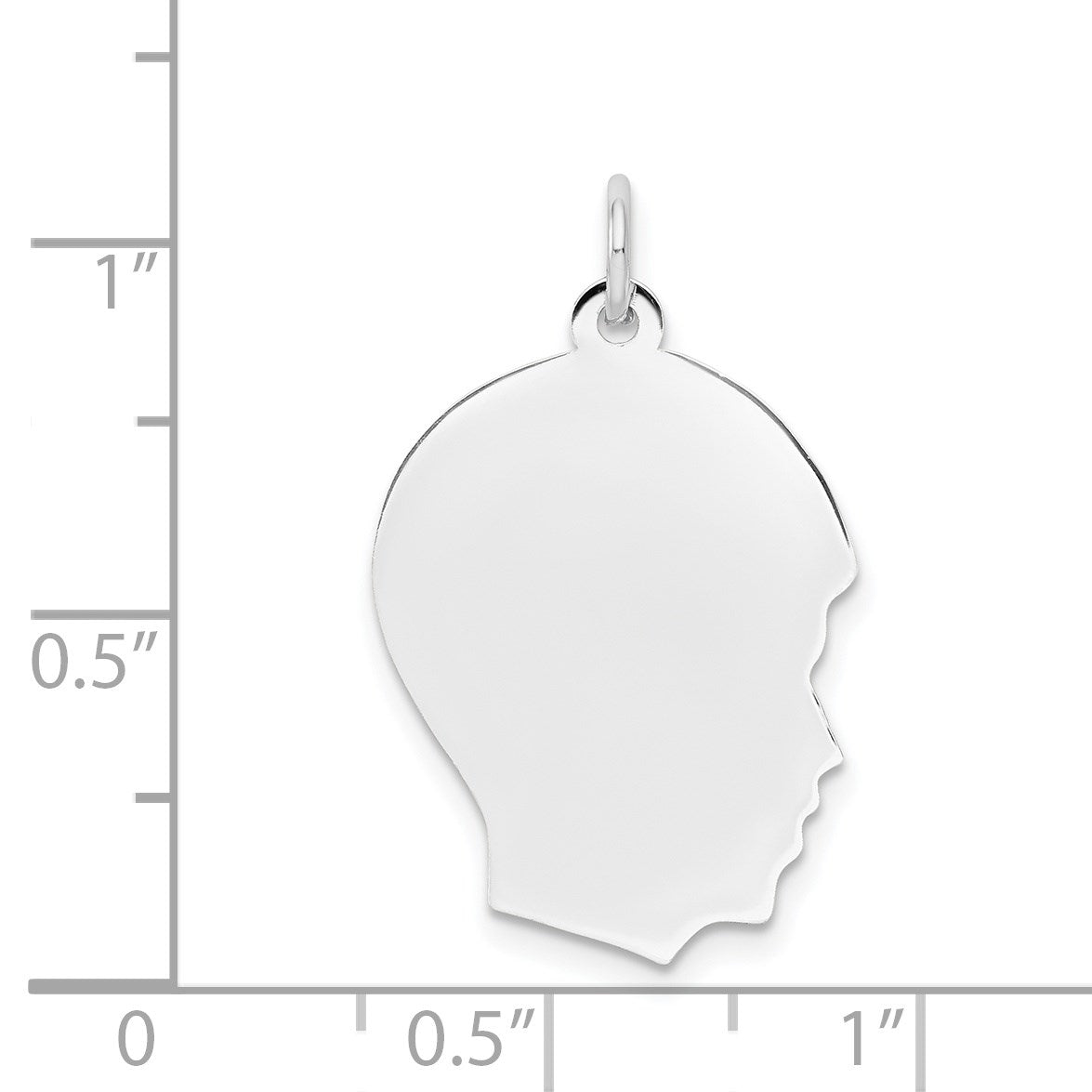 14k White Gold Plain Medium.011 Depth Facing Right Engravable Boy Charm
