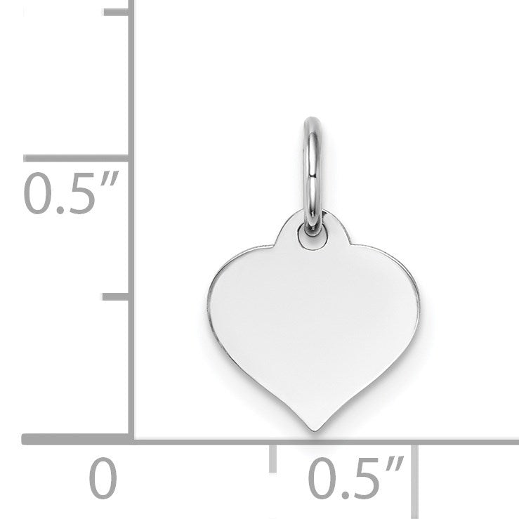14K White Gold Plain .013 Gauge Engravable Heart 10x10mm Disc Charm