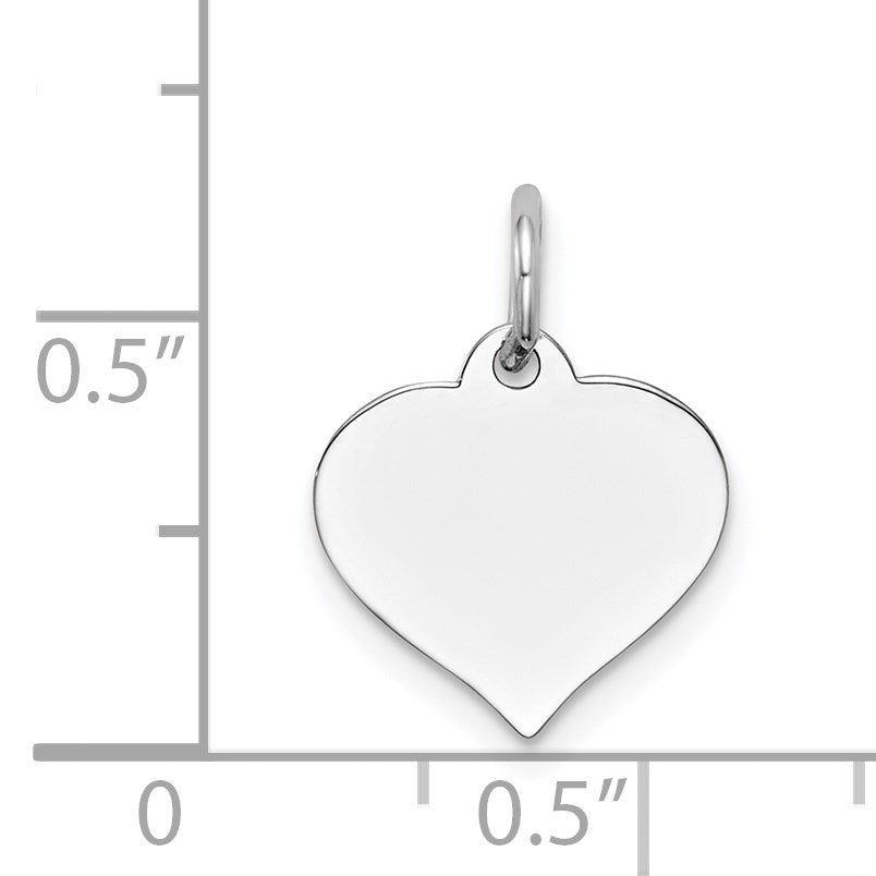 14K White Gold Plain .018 Gauge Engravable Heart 14x12mm Disc Charm