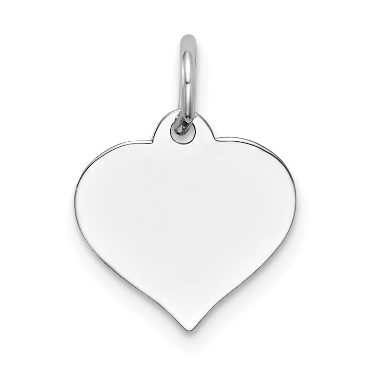 14K White Gold Plain .013 Gauge Engravable Heart 14x12mm Disc Charm