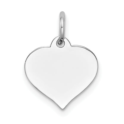 14K White Gold Plain .018 Gauge Engravable Heart 14x12mm Disc Charm