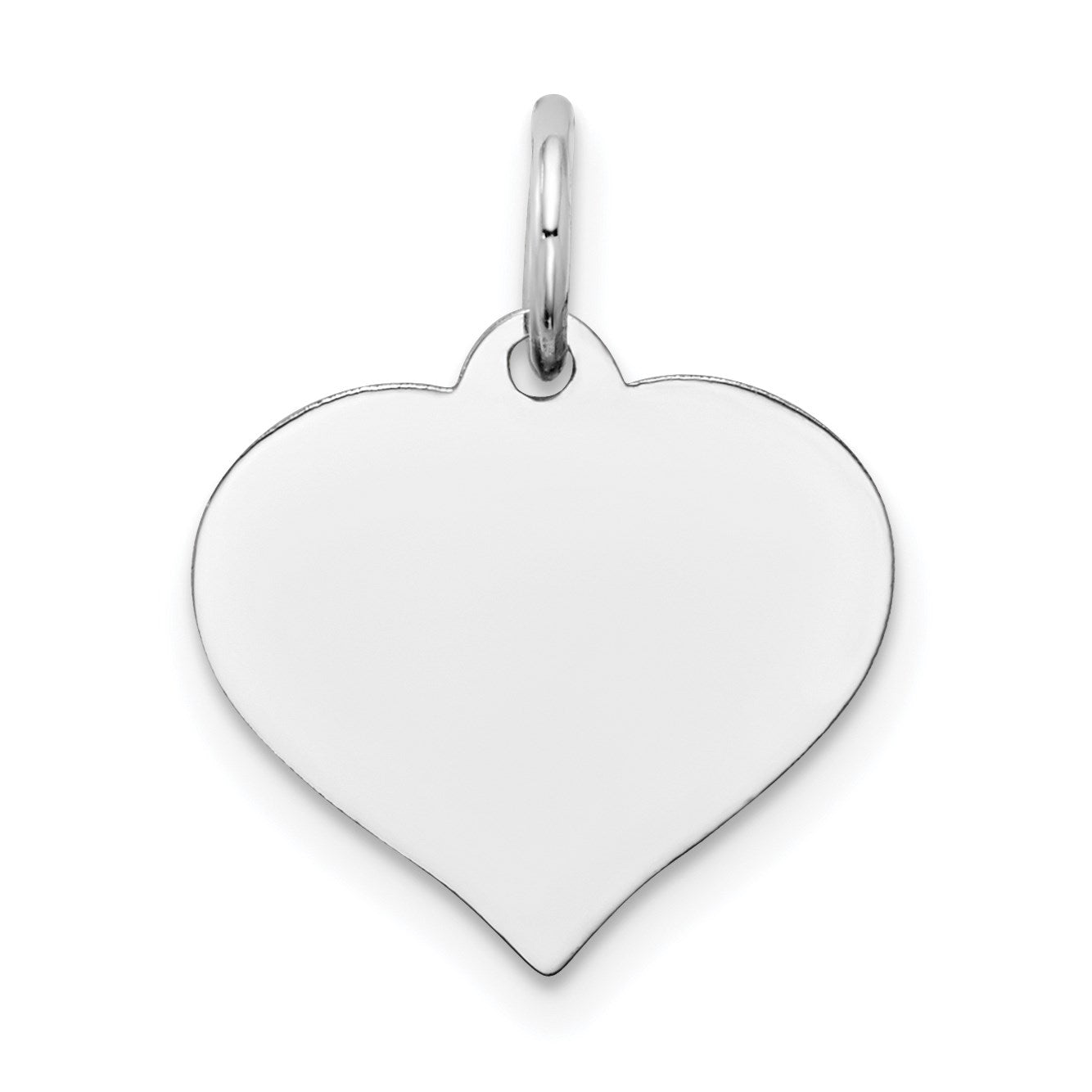 14K White Gold Plain .011 Gauge Engravable Heart 15x14mm Disc Charm