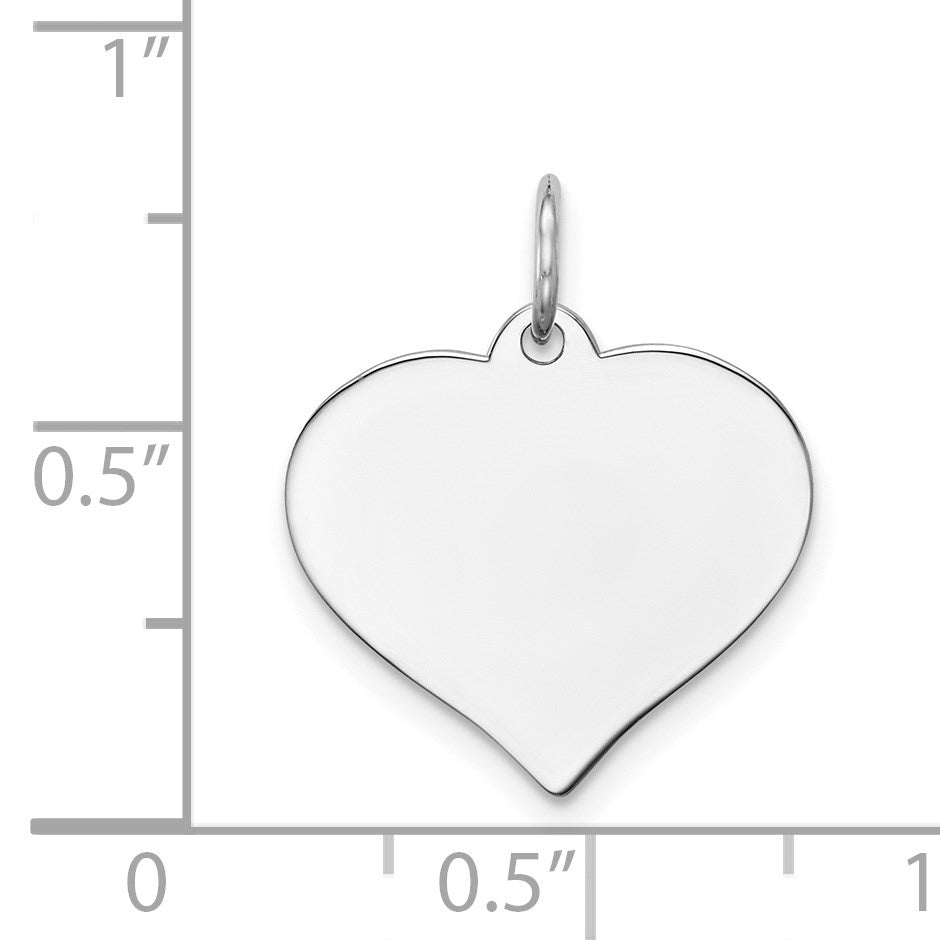 14K White Gold Plain .009 Gauge Engravable Heart 16x17mm Disc Charm