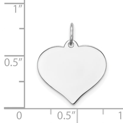 14K White Gold Plain .035 Gauge Engravable Heart 16x17mm Disc Charm