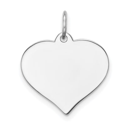 14K White Gold Plain .009 Gauge Engravable Heart 16x17mm Disc Charm