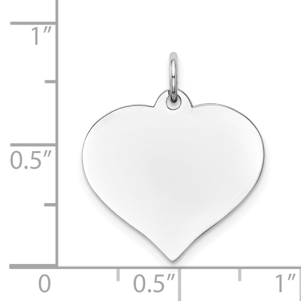 14K White Gold Plain .035 Gauge Engravable Heart 20x18mm Disc Charm