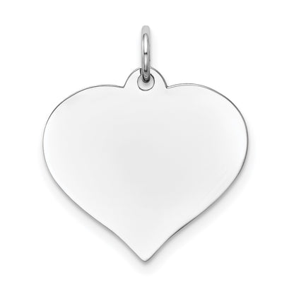 14K White Gold Plain .011 Gauge Engravable Heart 20x18mm Disc Charm