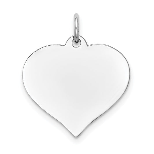 14K White Gold Plain .011 Gauge Engravable Heart 20x18mm Disc Charm