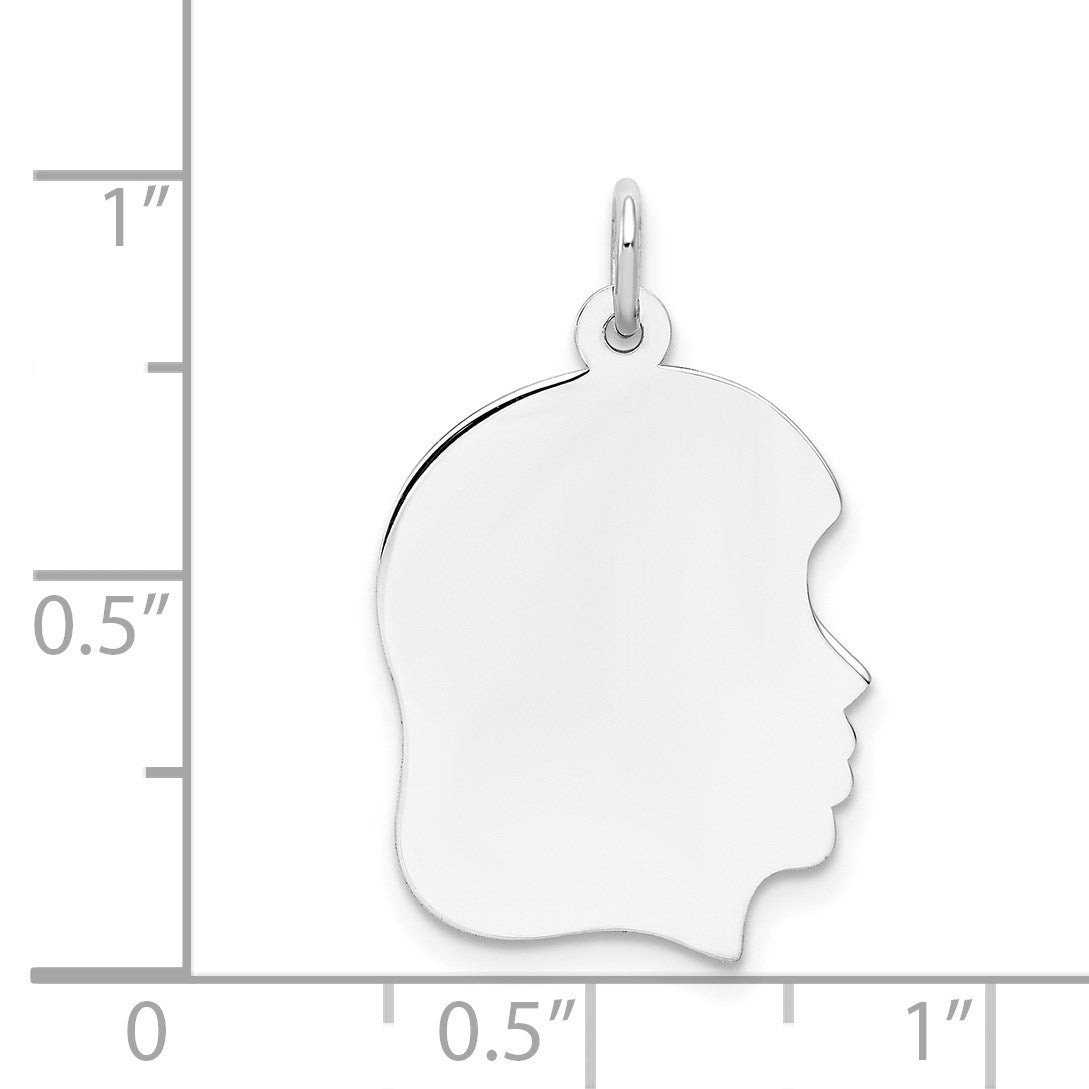 14k White Gold Plain Medium.035 Depth Facing Right Engravable Girl Charm