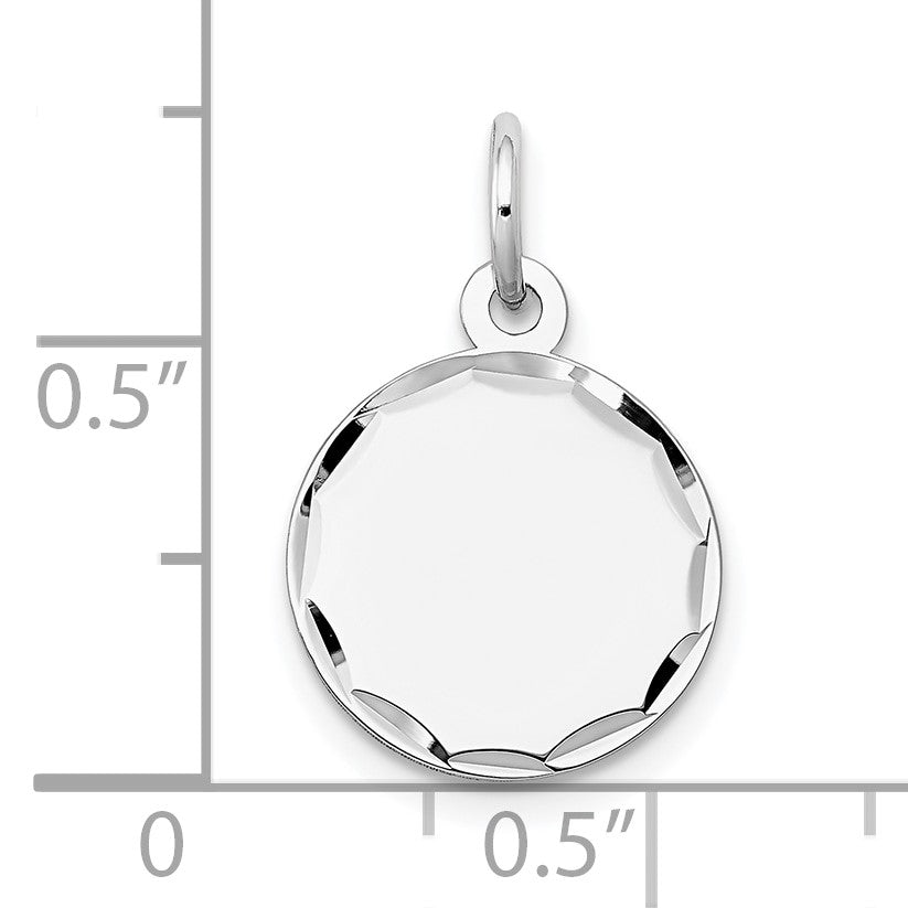 14k White Gold Etched Edge .009 Gauge Engraveable Round 13mm Disc Charm