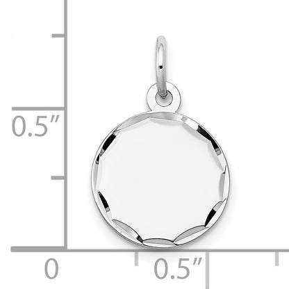 14k White Gold Etched Edge .009 Gauge Engraveable Round 13mm Disc Charm