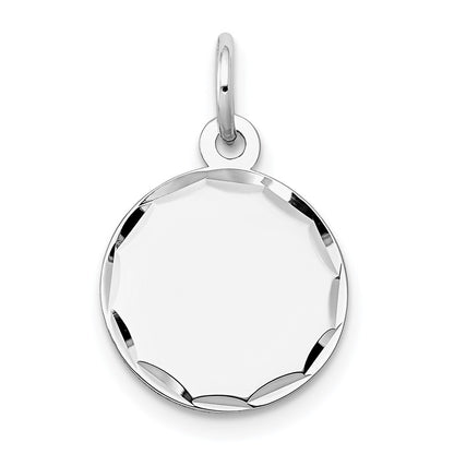 14k White Gold Etched Edge .027 Gauge Engraveable Round 13mm Disc Charm
