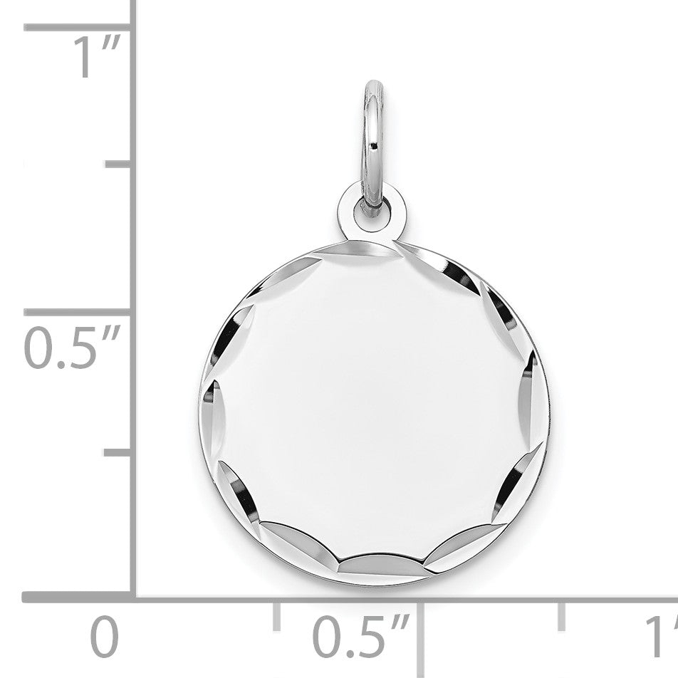 14k White Gold Etched Edge .013 Gauge Engraveable Round 16mm Disc Charm