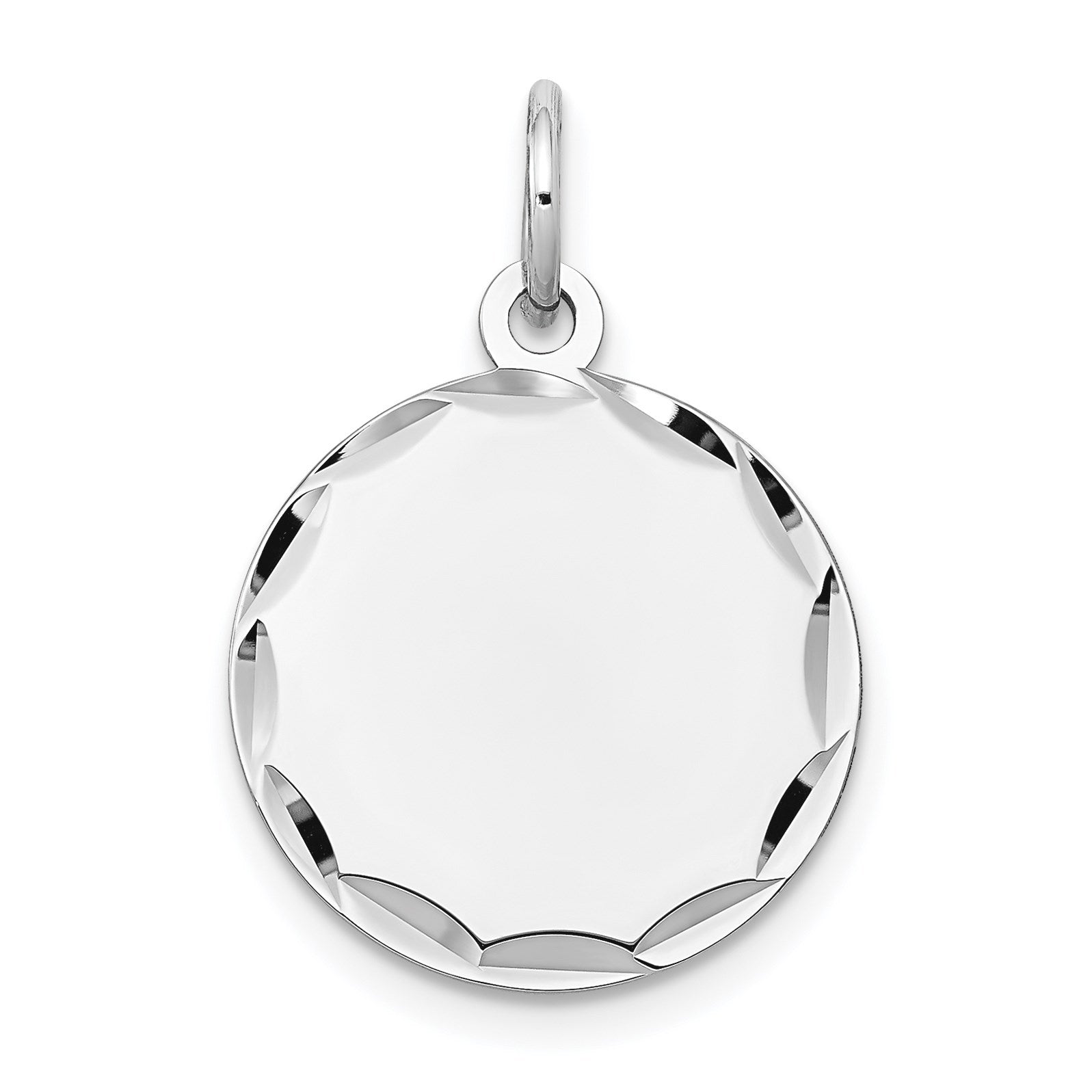14k White Gold Etched Edge .009 Gauge Engraveable Round 16mm Disc Charm