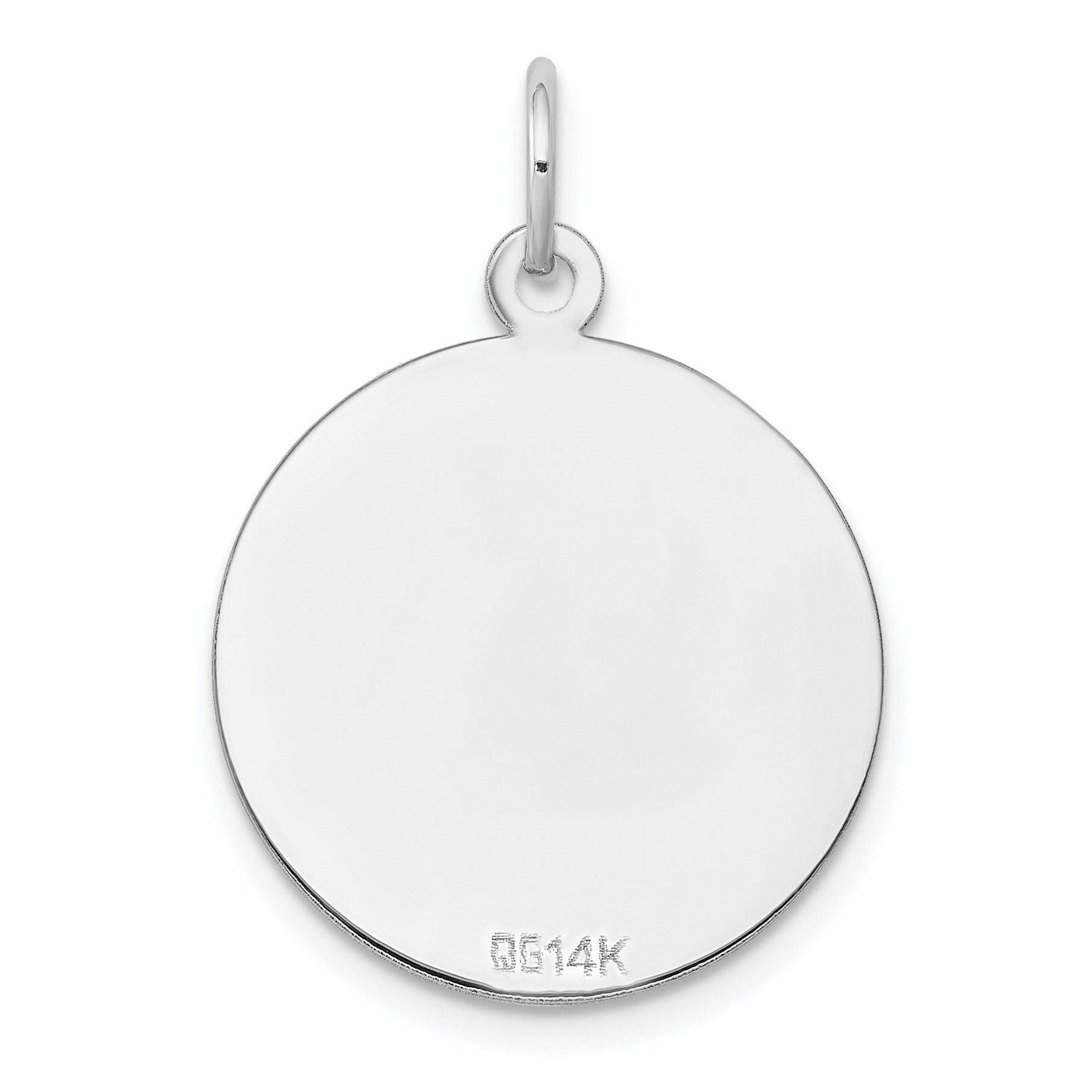 14k White Gold Etched Edge .013 Gauge Engraveable Round 19mm Disc Charm
