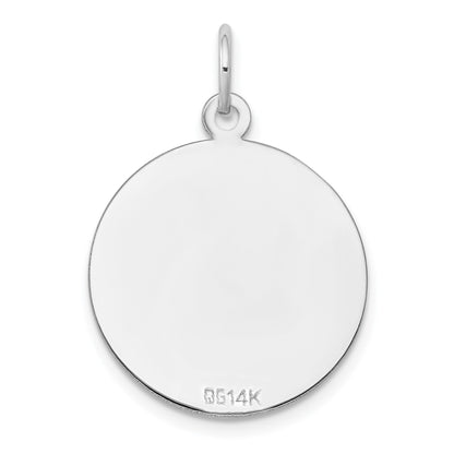 14k White Gold Etched Edge .013 Gauge Engraveable Round 19mm Disc Charm