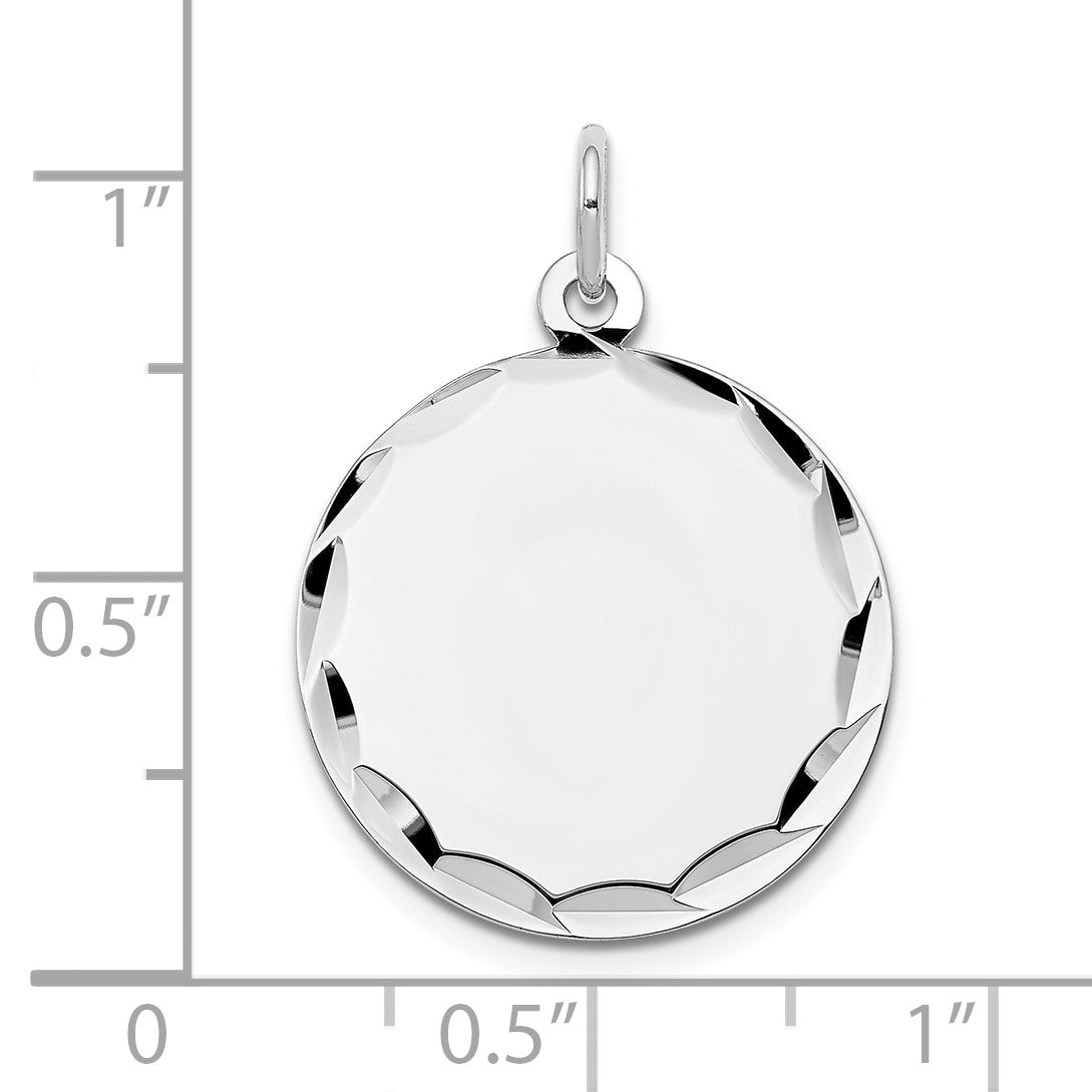 14k White Gold Etched Edge .013 Gauge Engraveable Round 19mm Disc Charm