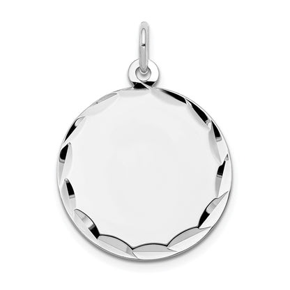 14k White Gold Etched Edge .013 Gauge Engraveable Round 19mm Disc Charm