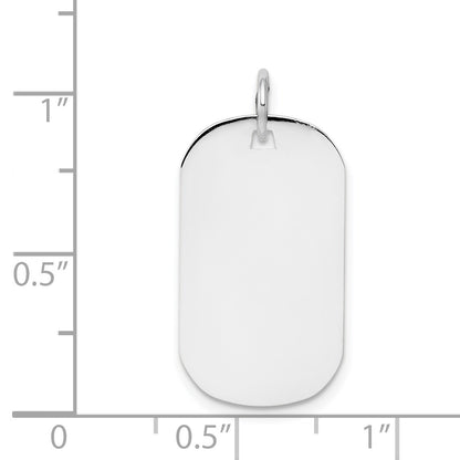 14k White Gold Plain 22.8x12.8mm .027 Gauge Engraveable Dog Tag Disc Charm