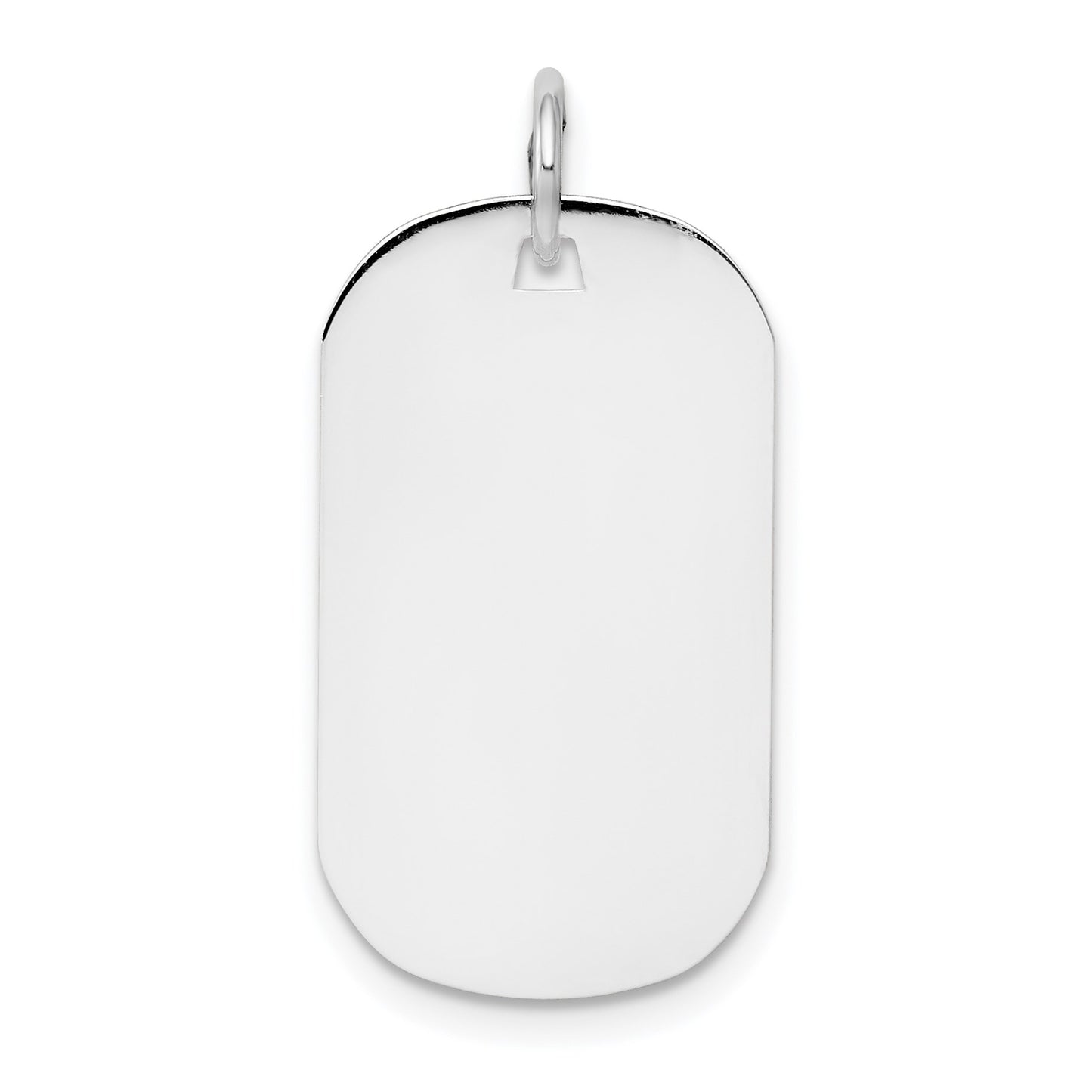 14k White Gold Plain 22.8x12.8mm .027 Gauge Engraveable Dog Tag Disc Charm