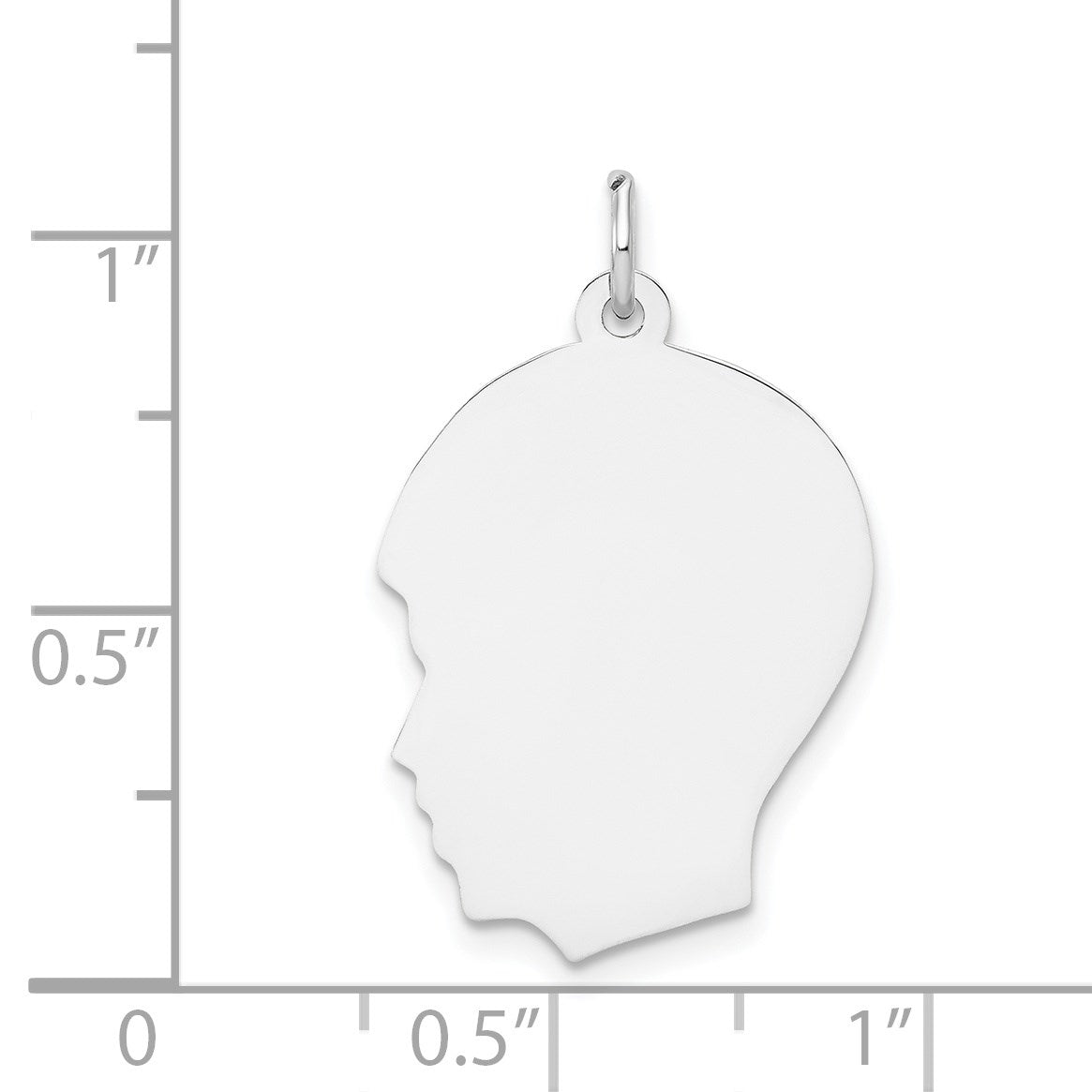14k White Gold Plain Medium.011 Depth Facing Left Engravable Boy Charm