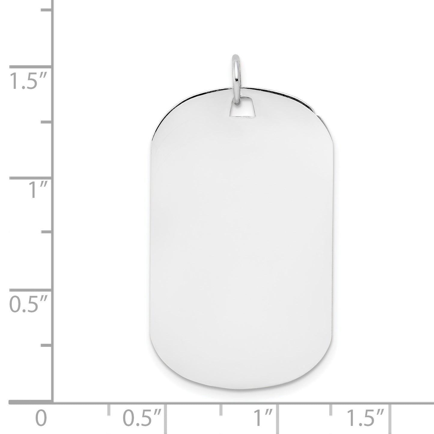 14k White Gold Plain 34.6x20.7mm .018 Gauge Engraveable Dog Tag Disc Charm